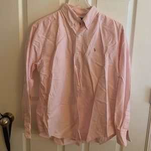 Pink and white long sleeve striped button down Ralph Lauren